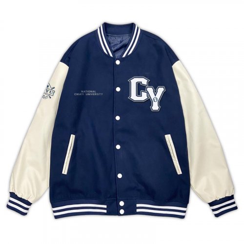 【嘉大合作社獨賣】NCYU美式經典棒球外套_靜謐深藍(學生會合作款）