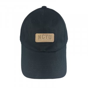 【團購商品，10個起做】NCYU皮革標老帽_黑/象牙白