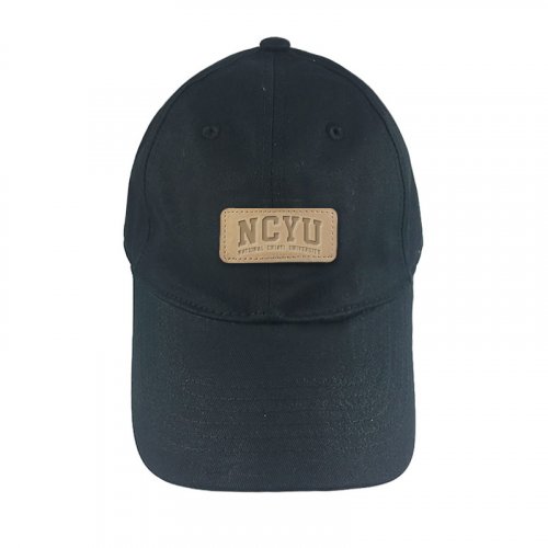 【團購商品，10個起做】NCYU皮革標老帽_黑/象牙白