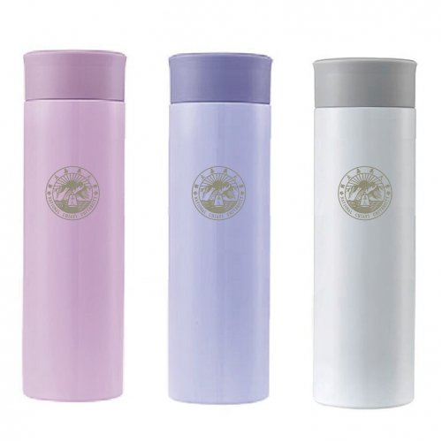 【團購商品，10個起做】嘉大校徽款療癒系304輕巧保溫瓶300mL_粉紫/粉藍/珍珠白(可混色)